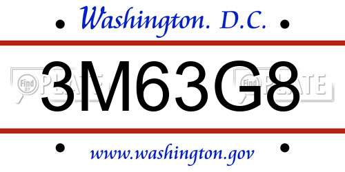 3M63G8 District Of Columbia License Plate
