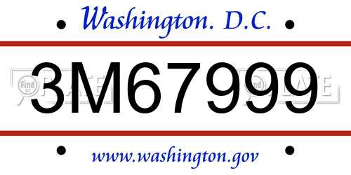 3M67999 District Of Columbia License Plate