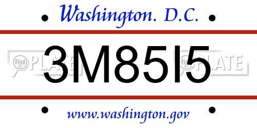3M85I5 District Of Columbia License Plate