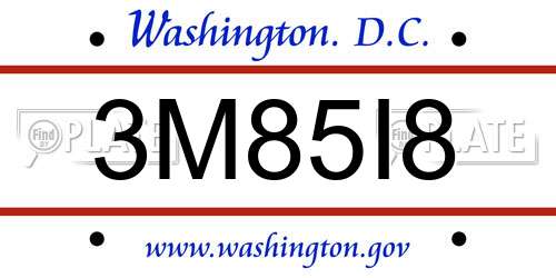 3M85I8 District Of Columbia License Plate