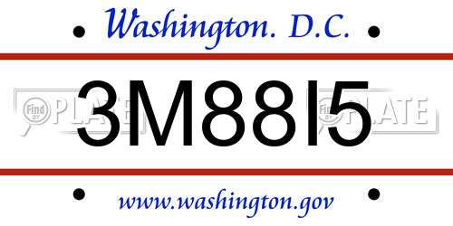 3M88I5 District Of Columbia License Plate