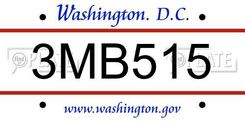 3MB515 District Of Columbia License Plate