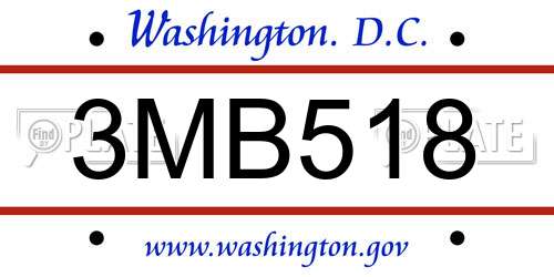 3MB518 District Of Columbia License Plate
