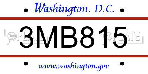 3MB815 District Of Columbia License Plate