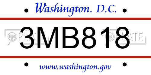 3MB818 District Of Columbia License Plate