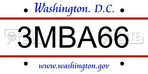 3MBA66 District Of Columbia License Plate