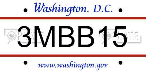 3MBB15 District Of Columbia License Plate