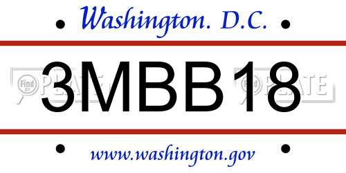3MBB18 District Of Columbia License Plate