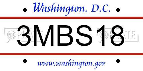 3MBS18 District Of Columbia License Plate