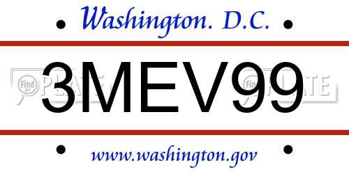 3MEV99 District Of Columbia License Plate