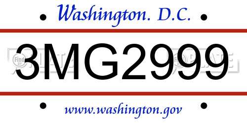 3MG2999 District Of Columbia License Plate