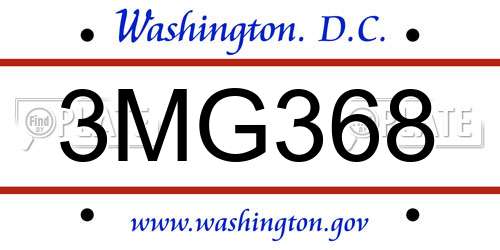 3MG368 District Of Columbia License Plate