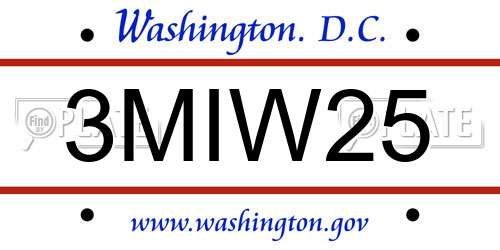 3MIW25 District Of Columbia License Plate