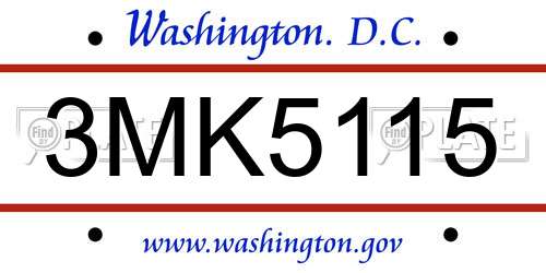 3MK5115 District Of Columbia License Plate