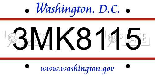 3MK8115 District Of Columbia License Plate
