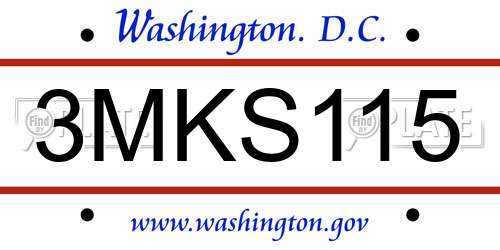3MKS115 District Of Columbia License Plate