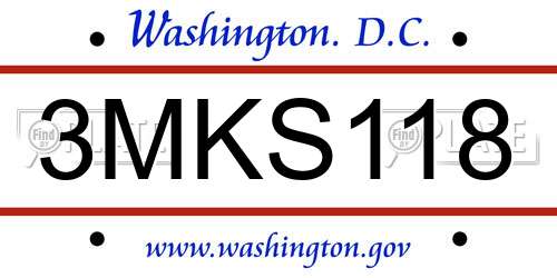 3MKS118 District Of Columbia License Plate