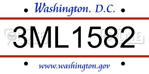 3ML1582 District Of Columbia License Plate