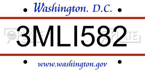 3MLI582 District Of Columbia License Plate