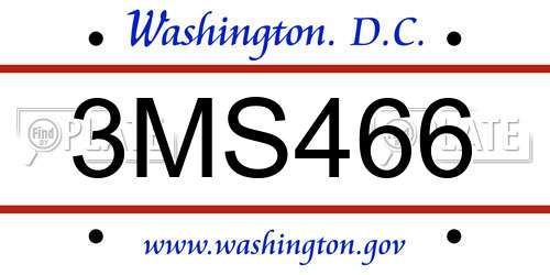 3MS466 District Of Columbia License Plate