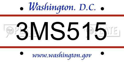 3MS515 District Of Columbia License Plate