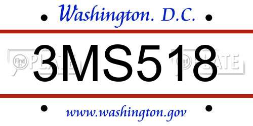 3MS518 District Of Columbia License Plate