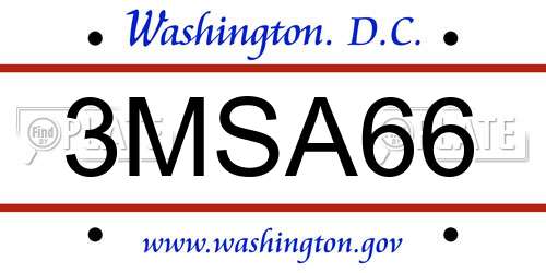 3MSA66 District Of Columbia License Plate