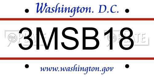 3MSB18 District Of Columbia License Plate