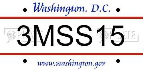 3MSS15 District Of Columbia License Plate