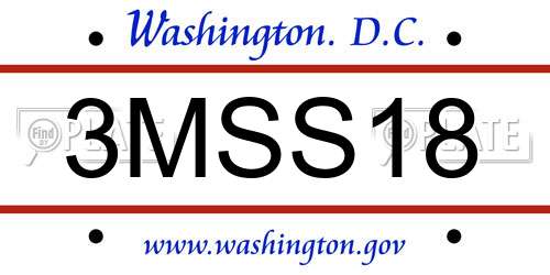 3MSS18 District Of Columbia License Plate