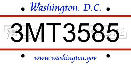 3MT3585 District Of Columbia License Plate