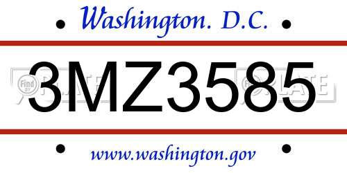 3MZ3585 District Of Columbia License Plate