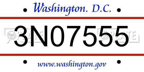 3N07555 District Of Columbia License Plate