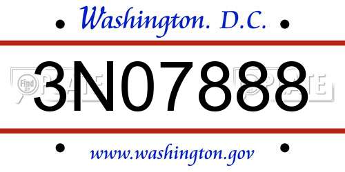 3N07888 District Of Columbia License Plate