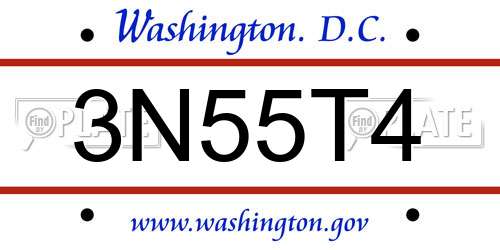 3N55T4 District Of Columbia License Plate
