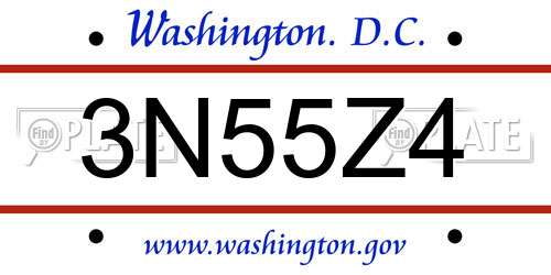 3N55Z4 District Of Columbia License Plate