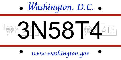 3N58T4 District Of Columbia License Plate