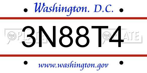 3N88T4 District Of Columbia License Plate