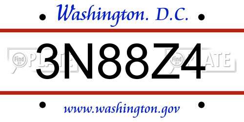 3N88Z4 District Of Columbia License Plate