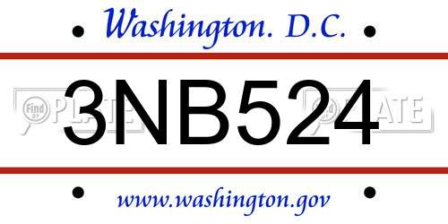 3NB524 District Of Columbia License Plate