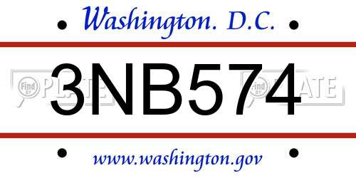 3NB574 District Of Columbia License Plate