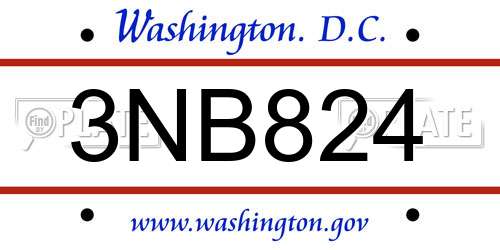 3NB824 District Of Columbia License Plate