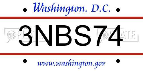 3NBS74 District Of Columbia License Plate