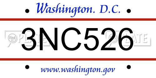 3NC526 District Of Columbia License Plate