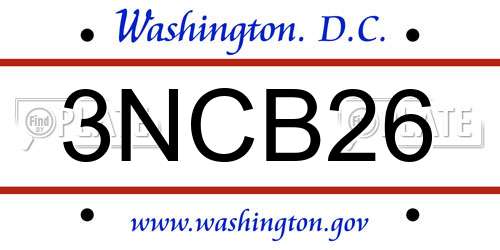 3NCB26 District Of Columbia License Plate