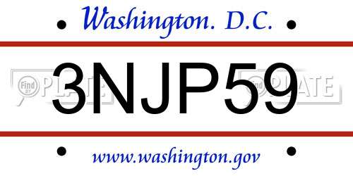 3NJP59 District Of Columbia License Plate