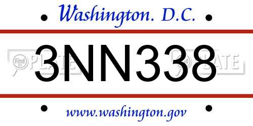 3NN338 District Of Columbia License Plate