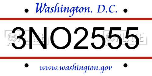 3NO2555 District Of Columbia License Plate