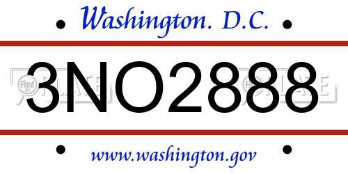 3NO2888 District Of Columbia License Plate