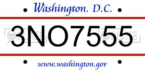 3NO7555 District Of Columbia License Plate